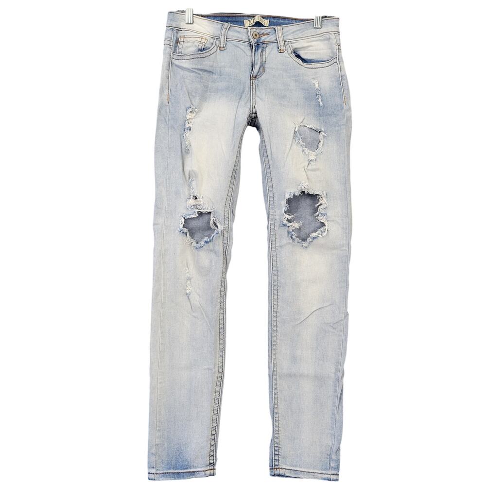 ZCO Blue Jeans Grunge Distressed Stretch Ripped Acid Wash  Womens Size 9 Juniors